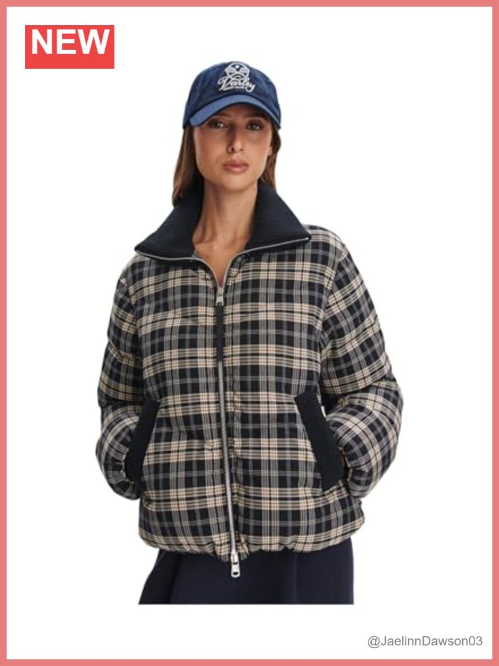 Quilted Flannel Puffer Jacket Short Padded Cold Weather Plaid